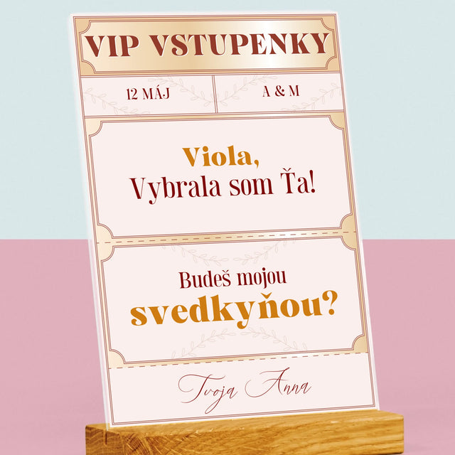 Meno A Podpis: Vip Vstupenky Svedkyňa - Tlač Na Akrylové Sklo (Vertikálne)