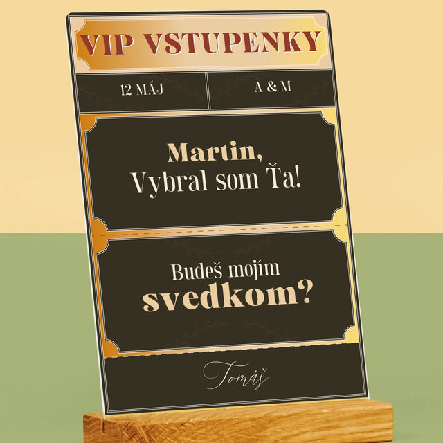 Meno A Podpis: Vip Vstupenky Svedok - Tlač Na Akrylové Sklo (Vertikálne)