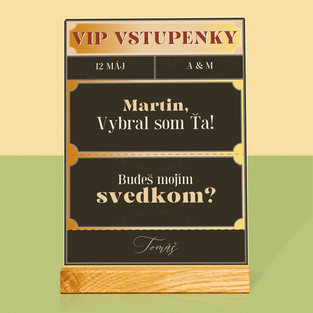 Meno A Podpis: Vip Vstupenky Svedok - Tlač Na Akrylové Sklo (Vertikálne)