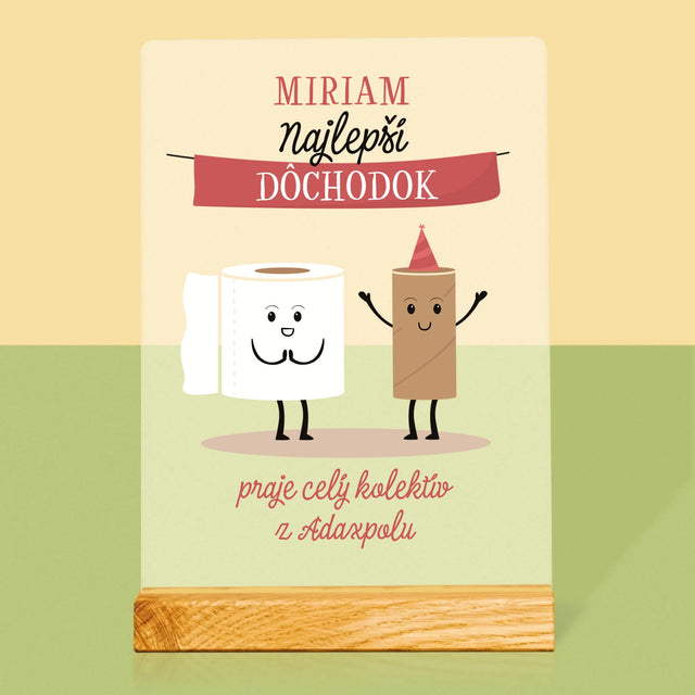 Meno A Podpis: Najlepší Dôchodok - Tlač Na Akrylové Sklo (Vertikálne)