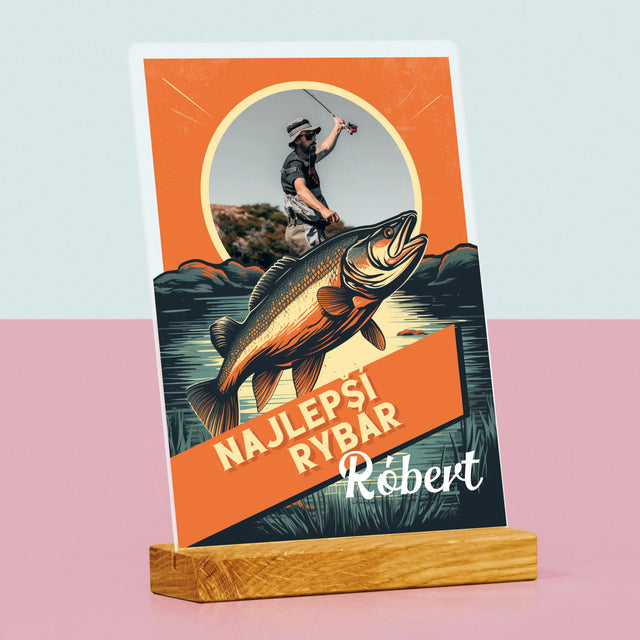 Fotografia A Podpis: Najlepší Rybár - Tlač Na Akrylové Sklo (Vertikálne)