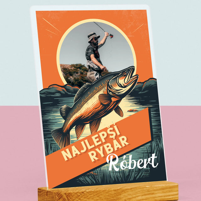 Fotografia A Podpis: Najlepší Rybár - Tlač Na Akrylové Sklo (Vertikálne)
