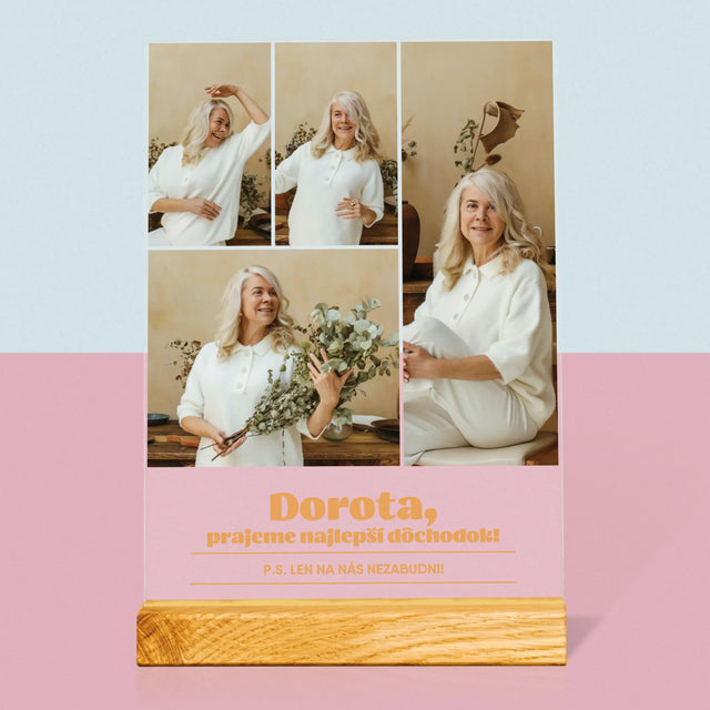 Fotokoláž: Najlepší Dôchodok - Tlač Na Akrylové Sklo (Vertikálne)