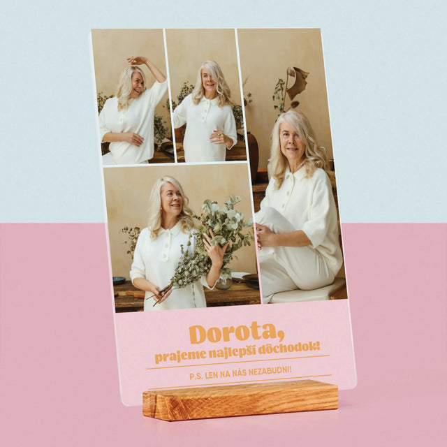 Fotokoláž: Najlepší Dôchodok - Tlač Na Akrylové Sklo (Vertikálne)