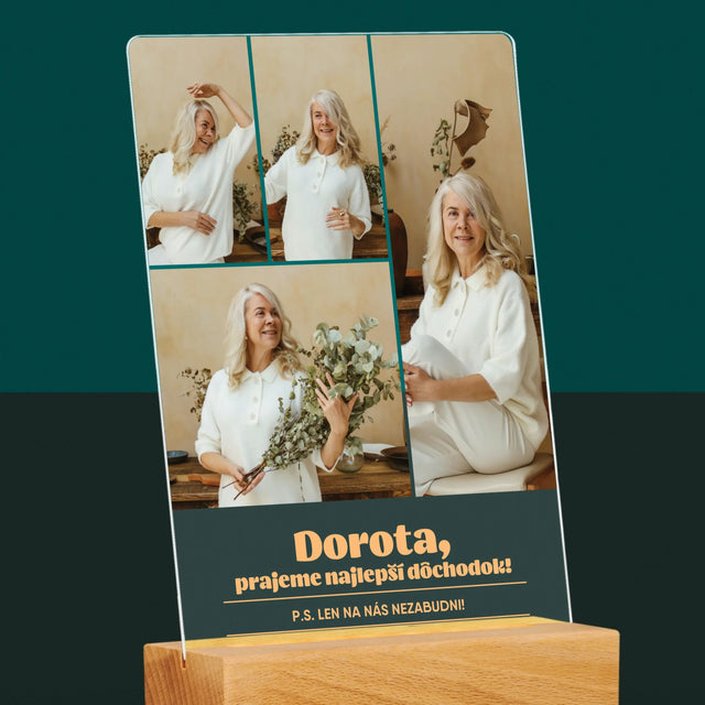 Fotokoláž: Najlepší Dôchodok - Tlač Na Akrylové Sklo (Vertikálne)