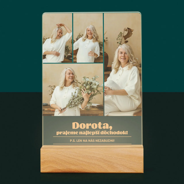 Fotokoláž: Najlepší Dôchodok - Tlač Na Akrylové Sklo (Vertikálne)