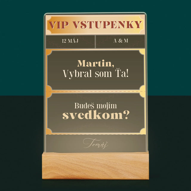 Meno A Podpis: Vip Vstupenky Svedok - Tlač Na Akrylové Sklo (Vertikálne)