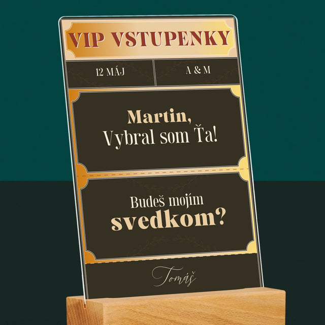 Meno A Podpis: Vip Vstupenky Svedok - Tlač Na Akrylové Sklo (Vertikálne)