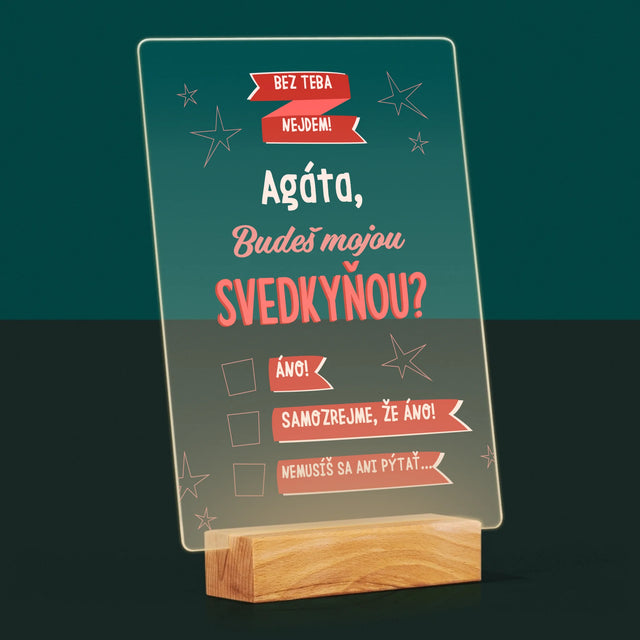 Meno A Podpis: Bez Teba Nejdem - Tlač Na Akrylové Sklo (Vertikálne)