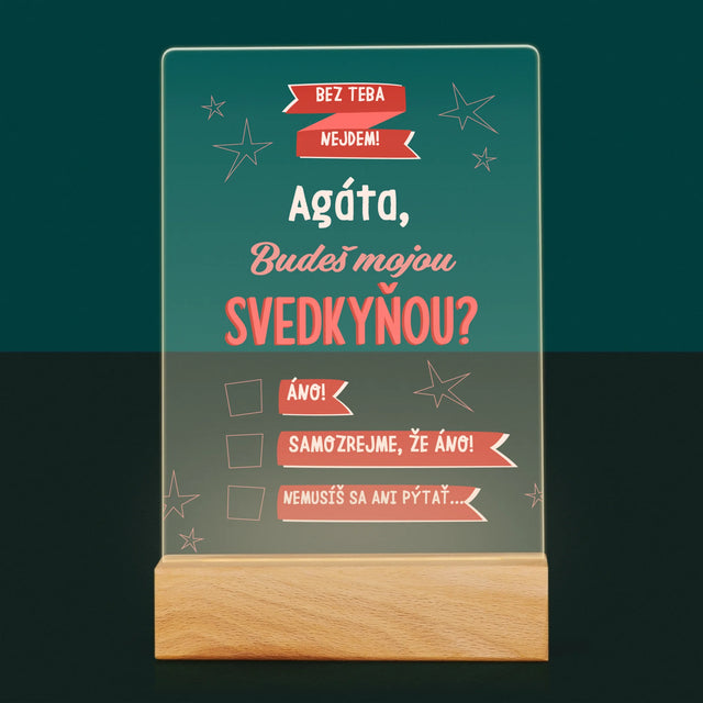 Meno A Podpis: Bez Teba Nejdem - Tlač Na Akrylové Sklo (Vertikálne)