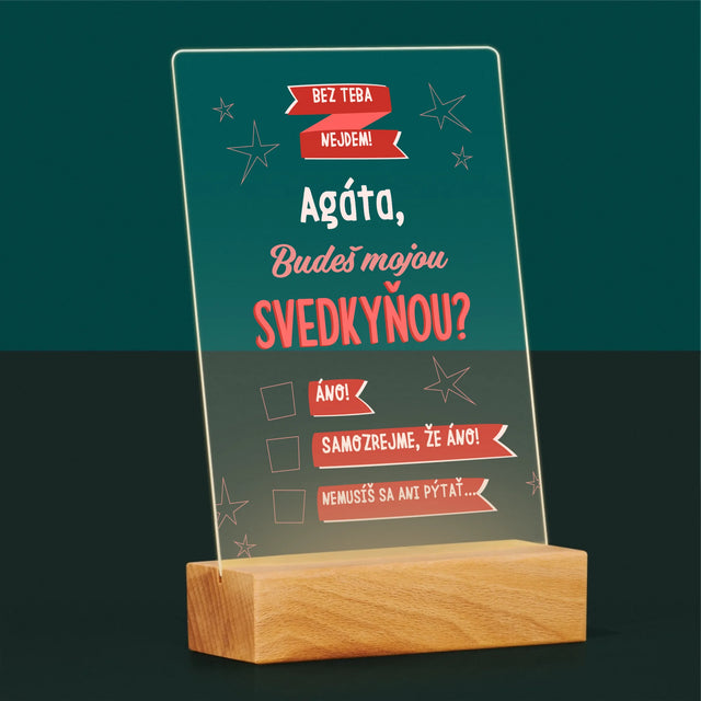 Meno A Podpis: Bez Teba Nejdem - Tlač Na Akrylové Sklo (Vertikálne)