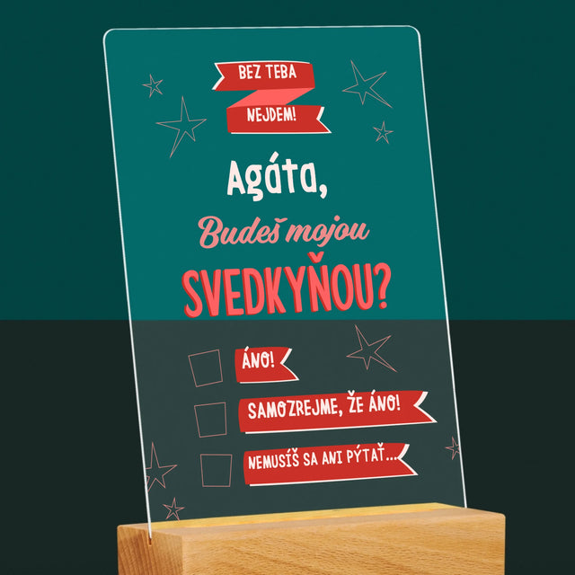 Meno A Podpis: Bez Teba Nejdem - Tlač Na Akrylové Sklo (Vertikálne)