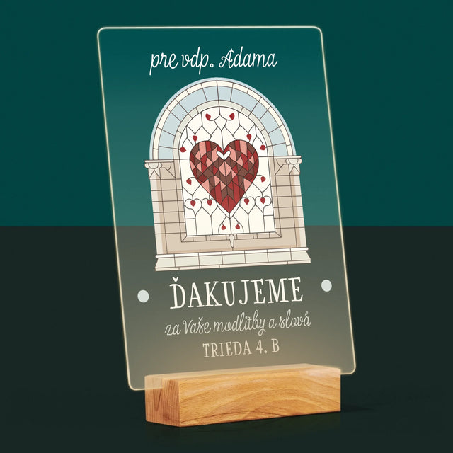 Meno A Podpis: Ďakujeme Za Vaše Modlitby - Tlač Na Akrylové Sklo (Vertikálne)