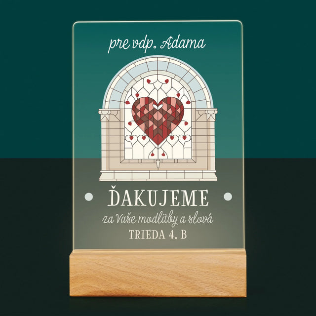 Meno A Podpis: Ďakujeme Za Vaše Modlitby - Tlač Na Akrylové Sklo (Vertikálne)