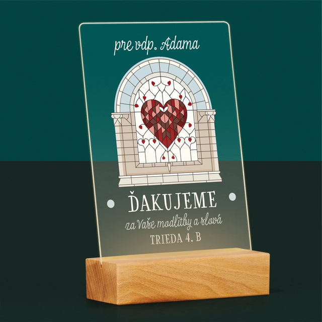 Meno A Podpis: Ďakujeme Za Vaše Modlitby - Tlač Na Akrylové Sklo (Vertikálne)