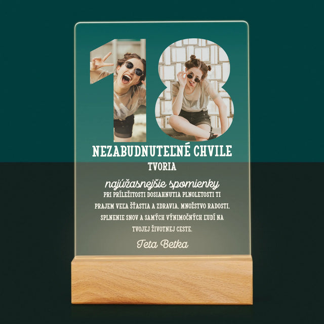 Slovo Z Fotografií: 18. Narodeniny - Tlač Na Akrylové Sklo (Vertikálne)