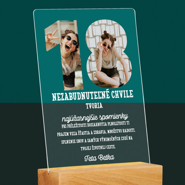 Slovo Z Fotografií: 18. Narodeniny - Tlač Na Akrylové Sklo (Vertikálne)