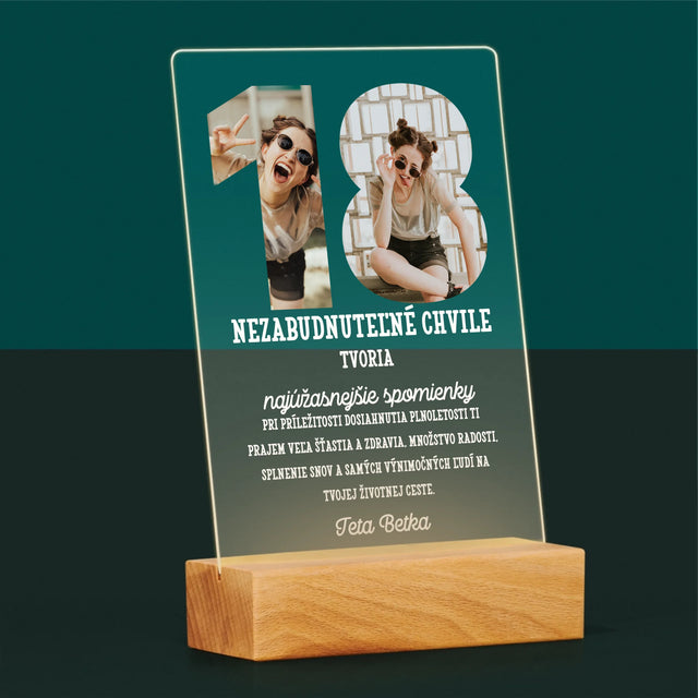 Slovo Z Fotografií: 18. Narodeniny - Tlač Na Akrylové Sklo (Vertikálne)