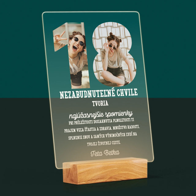 Slovo Z Fotografií: 18. Narodeniny - Tlač Na Akrylové Sklo (Vertikálne)