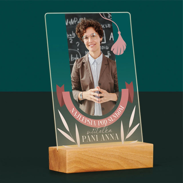 Fotografia A Podpis: Najlepšia Učiteľka Pod Slnkom - Tlač Na Akrylové Sklo (Vertikálne)