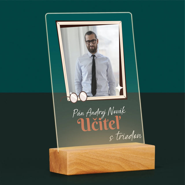 Fotografia A Podpis: Učiteľ S Triedou - Tlač Na Akrylové Sklo (Vertikálne)