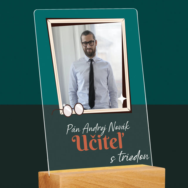 Fotografia A Podpis: Učiteľ S Triedou - Tlač Na Akrylové Sklo (Vertikálne)