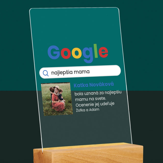 Fotografia A Podpis: Najlepšia Mama Výsledok Google - Tlač Na Akrylové Sklo (Vertikálne)