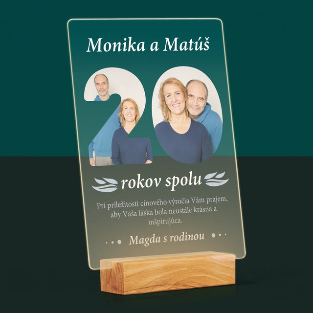 Slovo Z Fotografií: 20 Rokov Spolu - Tlač Na Akrylové Sklo (Vertikálne)