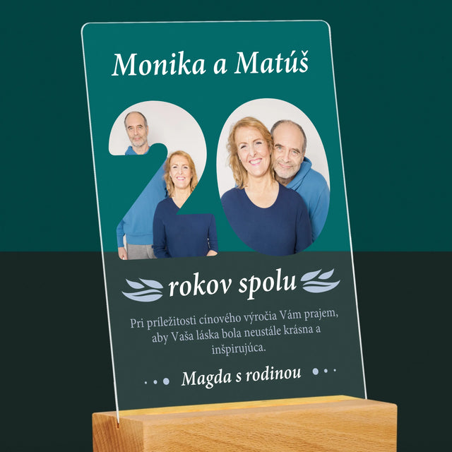 Slovo Z Fotografií: 20 Rokov Spolu - Tlač Na Akrylové Sklo (Vertikálne)