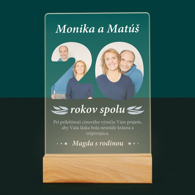 Slovo Z Fotografií: 20 Rokov Spolu - Tlač Na Akrylové Sklo (Vertikálne)