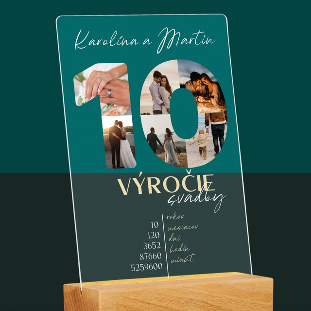 Slovo Z Fotografií: 10. Výročie Svadby - Tlač Na Akrylové Sklo (Vertikálne)