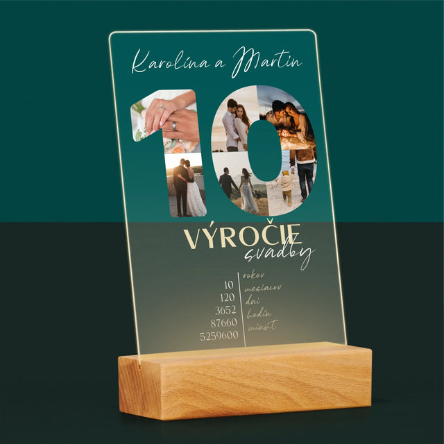 Slovo Z Fotografií: 10. Výročie Svadby - Tlač Na Akrylové Sklo (Vertikálne)