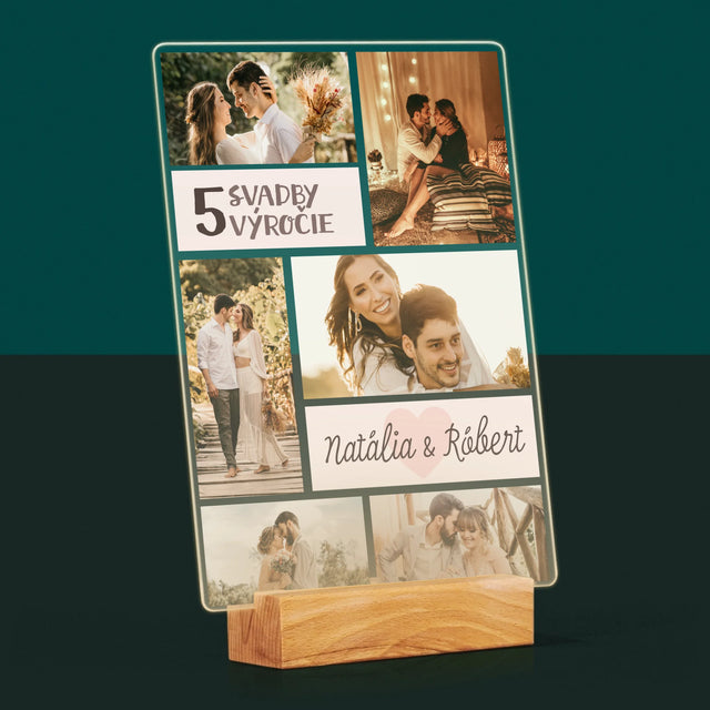 Fotokoláž: 5. Výročie Svadby - Tlač Na Akrylové Sklo (Vertikálne)