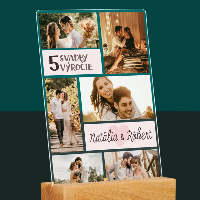 Fotokoláž: 5. Výročie Svadby - Tlač Na Akrylové Sklo (Vertikálne)