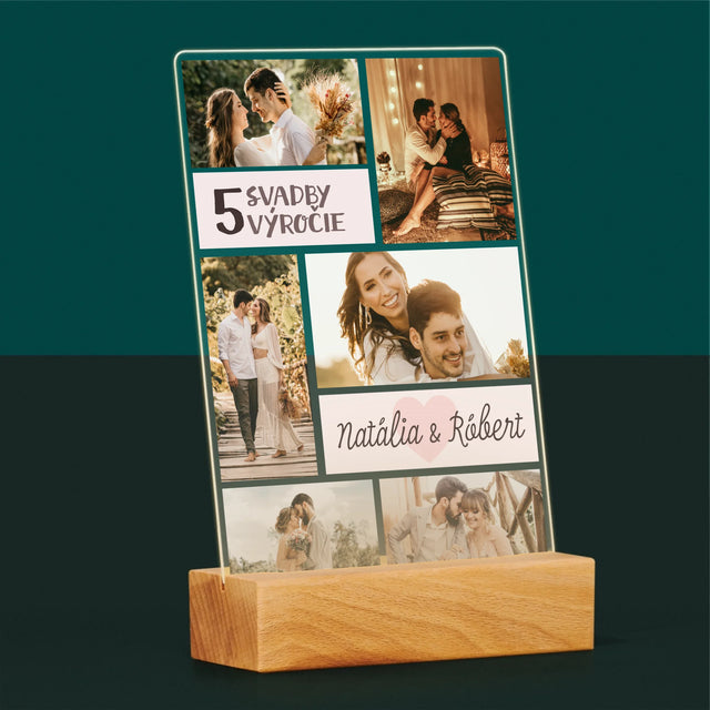 Fotokoláž: 5. Výročie Svadby - Tlač Na Akrylové Sklo (Vertikálne)