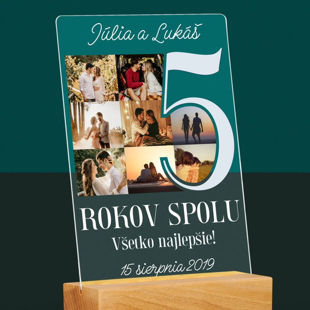 Fotokoláž: 5 Rokov Spolu - Tlač Na Akrylové Sklo (Vertikálne)
