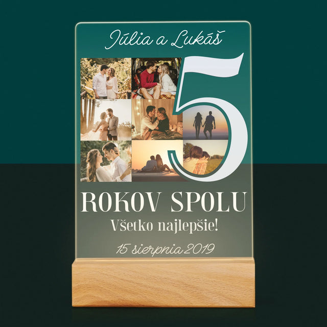 Fotokoláž: 5 Rokov Spolu - Tlač Na Akrylové Sklo (Vertikálne)