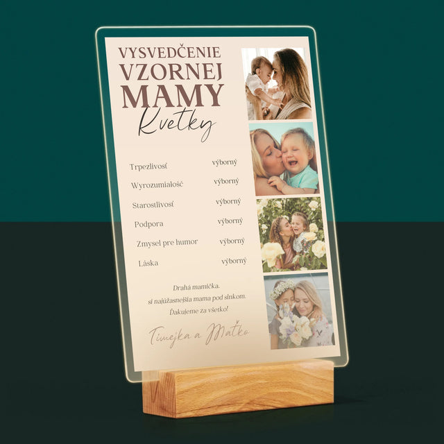 Fotokoláž: Vysvedčenie Vzornej Mamy - Tlač Na Akrylové Sklo (Vertikálne)