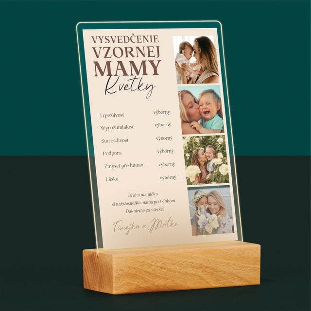 Fotokoláž: Vysvedčenie Vzornej Mamy - Tlač Na Akrylové Sklo (Vertikálne)