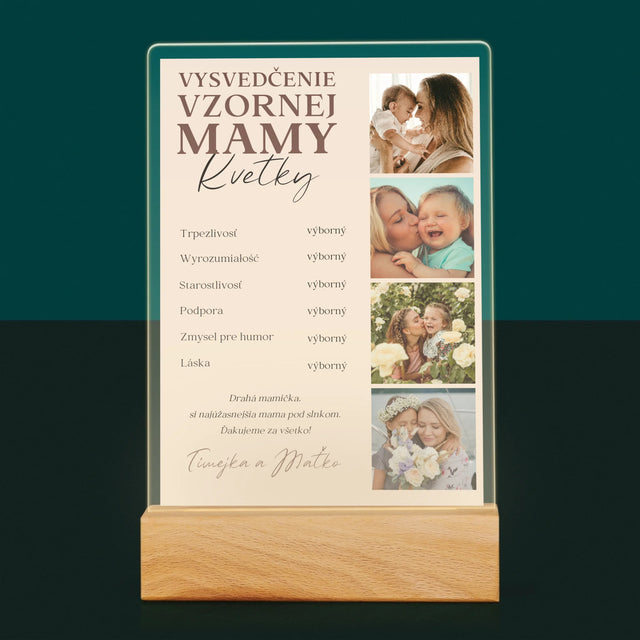 Fotokoláž: Vysvedčenie Vzornej Mamy - Tlač Na Akrylové Sklo (Vertikálne)