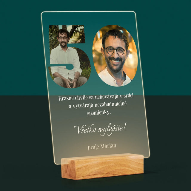 Slovo Z Fotografií: 50. Narodeniny - Tlač Na Akrylové Sklo (Vertikálne)