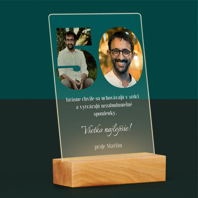 Slovo Z Fotografií: 50. Narodeniny - Tlač Na Akrylové Sklo (Vertikálne)