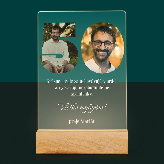 Slovo Z Fotografií: 50. Narodeniny - Tlač Na Akrylové Sklo (Vertikálne)