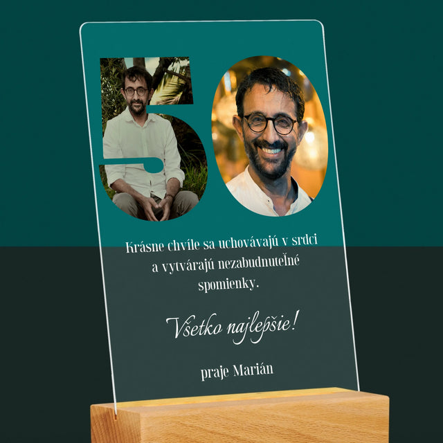 Slovo Z Fotografií: 50. Narodeniny - Tlač Na Akrylové Sklo (Vertikálne)