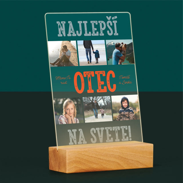 Fotokoláž: Najlepší Otec Na Svete Fotografie - Tlač Na Akrylové Sklo (Vertikálne)