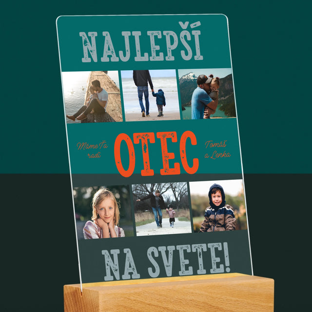 Fotokoláž: Najlepší Otec Na Svete Fotografie - Tlač Na Akrylové Sklo (Vertikálne)