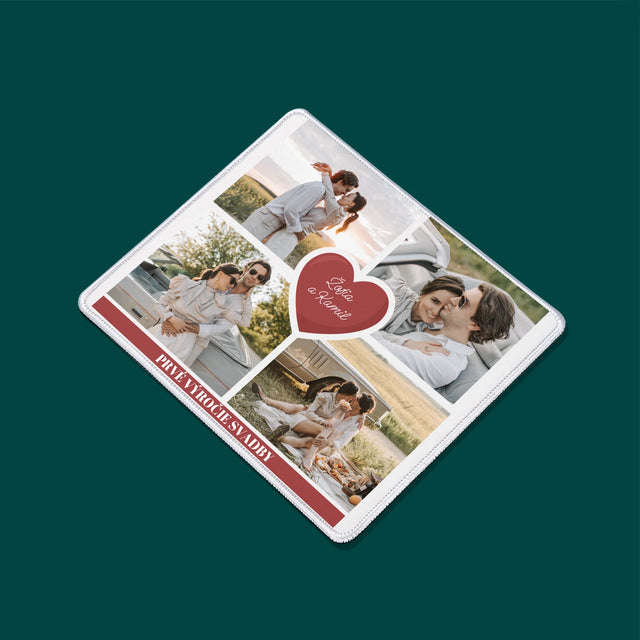 Fotokoláž: Prvé Výročie Srdce - Podložka Pod Myš