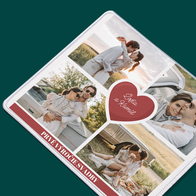 Fotokoláž: Prvé Výročie Srdce - Podložka Pod Myš