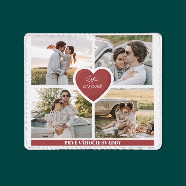 Fotokoláž: Prvé Výročie Srdce - Podložka Pod Myš