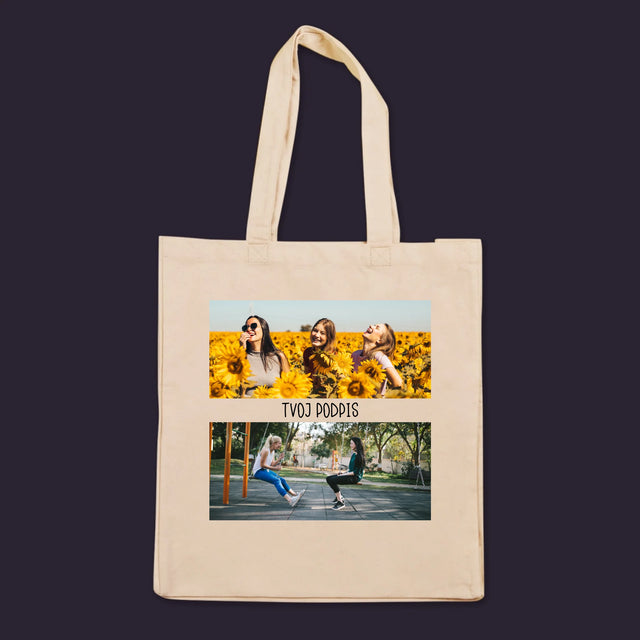 Fotokoláž: 2 Fotografie A Podpis - Plátená Taška